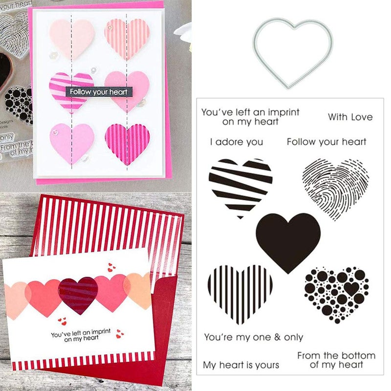 Lottoyday Heart Shape Silicone Clear Stamp and Die Sets for Card Making, DIY Embossing Photo Album Decorative Craft - Image 2